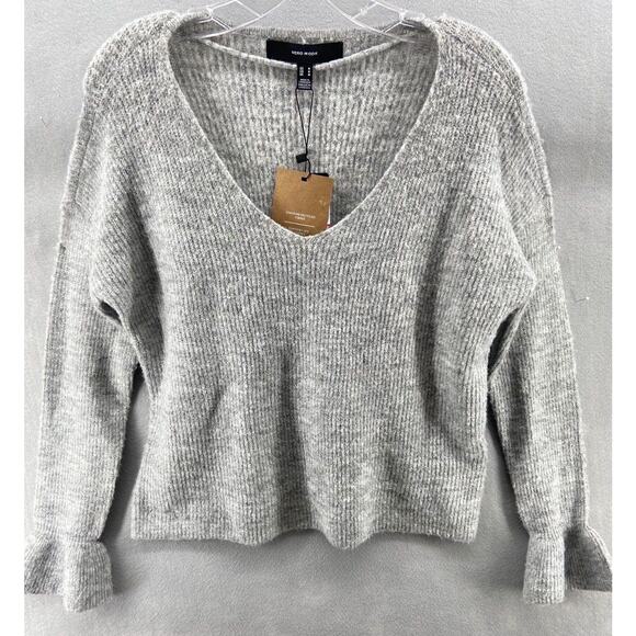 NWT Vero Moda Sweater Womens Sz M Simone Ribbed Knit Pullover Ruffle Sleeve - Picture 2 of 11
